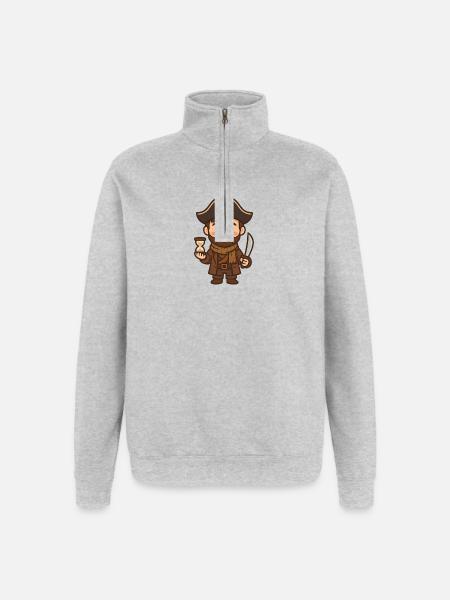 Pirate cartoon sabre et sablier - Sweat à zip 1/4 - gris chiné