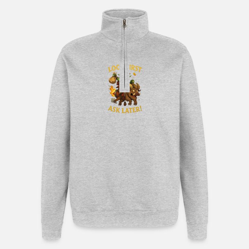 Loot First, Ask Later - Quarter-Zip Sweatshirt - heather grey