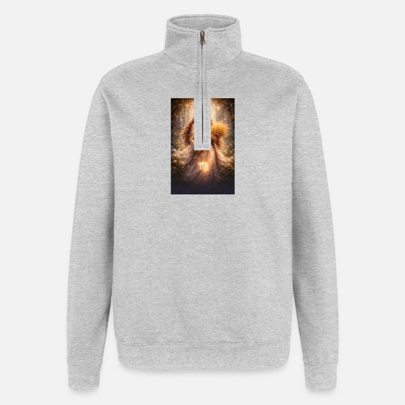 Vierge - Sweat à zip 1/4 - gris chiné