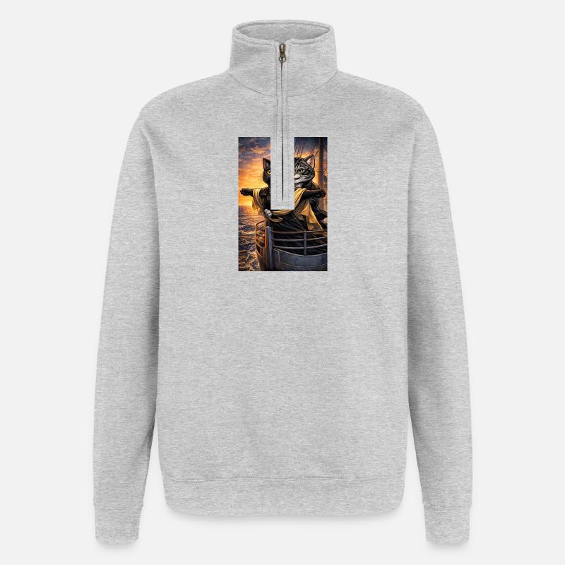 TitaniCatz - Sweat à zip 1/4 - gris chiné