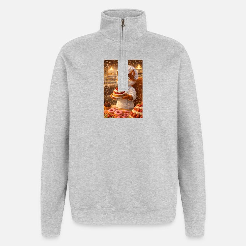 Herr l'écureuil Konditor, Gourmetatmosphäre - Quarter-Zip-Sweatshirt - Grau meliert