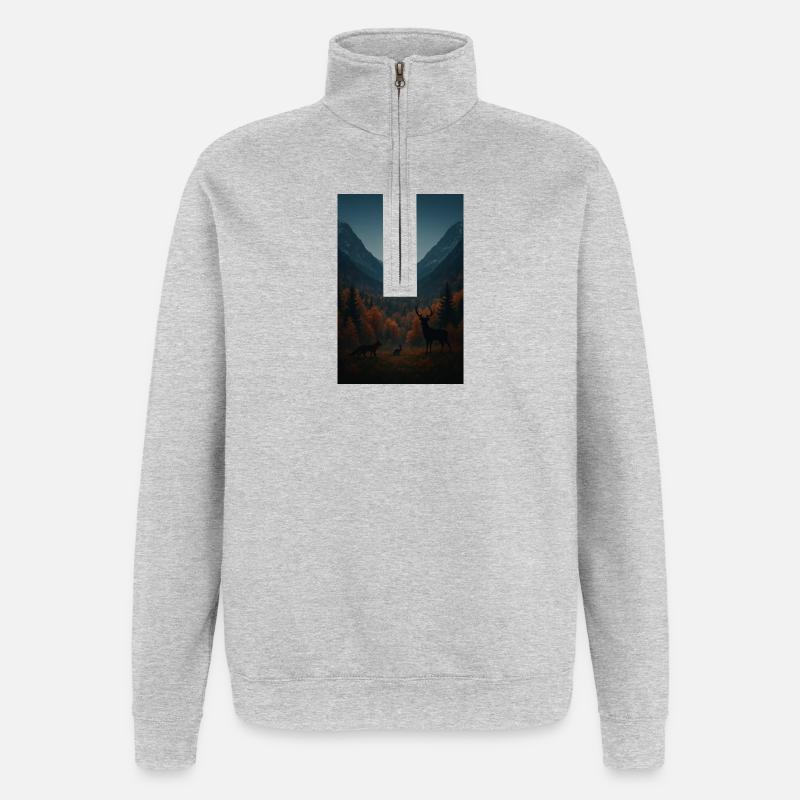 Lunar light on forest valley - Quarter-Zip Sweatshirt - heather grey