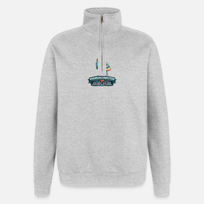 Conception du côté du cœur infirmier - Sweat à zip 1/4 - gris chiné