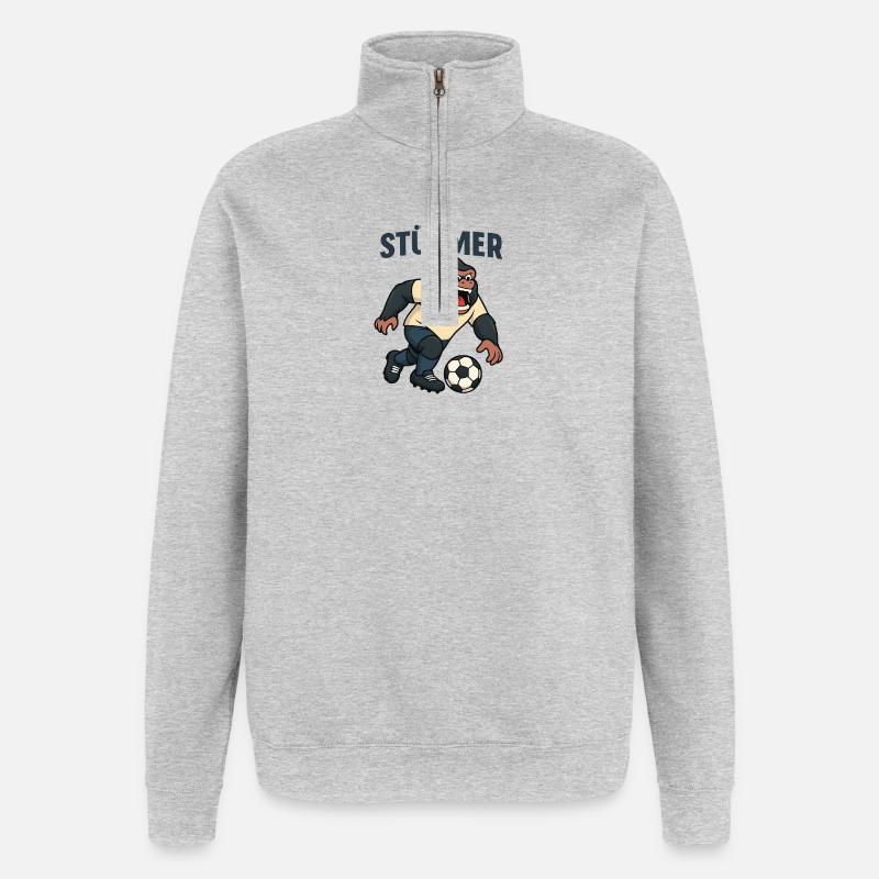 Tempête de football Singe Attaquant - Sweat à zip 1/4 - gris chiné