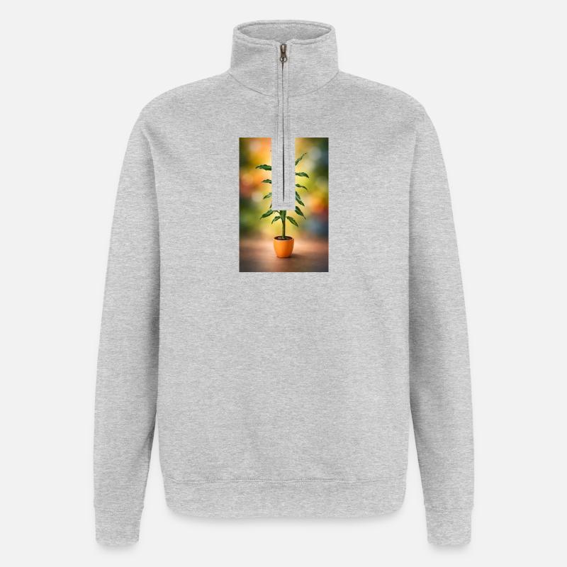 GrünerTopfbaum Eleganz - Quarter-Zip-Sweatshirt - Grau meliert