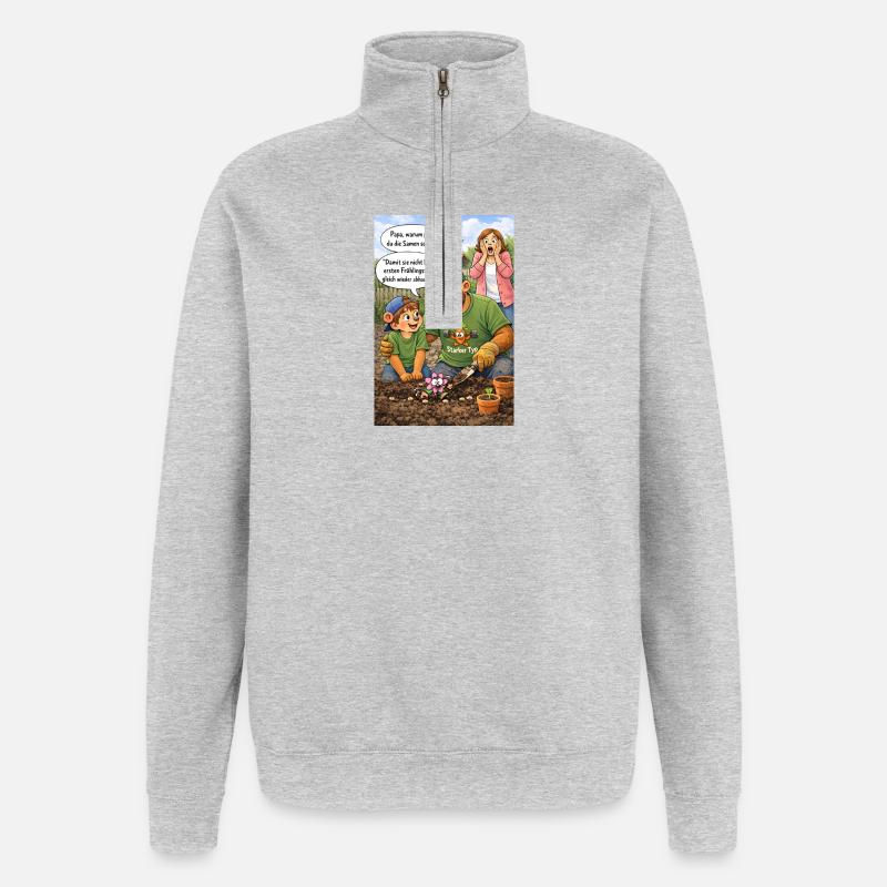 Gartenfreunde Beetspaß - Quarter-Zip-Sweatshirt - Grau meliert