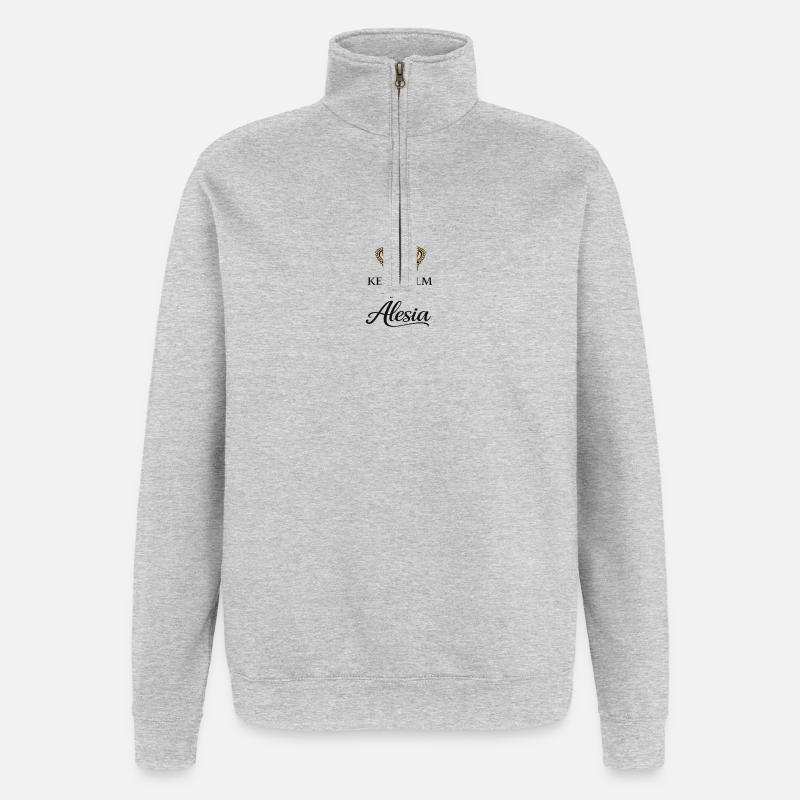 Keep_calm_im_Alesia - Quarter-Zip-Sweatshirt - Grau meliert