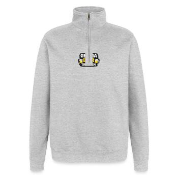 Gemma Bier Trinken  - Quarter-Zip-Sweatshirt - Grau meliert - Vorne - AI Model Female 172 light (172cm) & AI Model Male 178 dark (178cm)