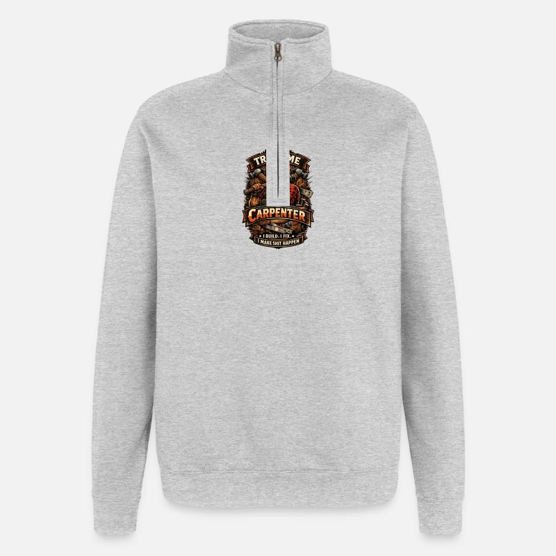 Vertrau mir, ich bin Zimmermann - Quarter-Zip-Sweatshirt - Grau meliert