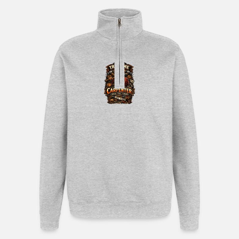 Vertrau mir, ich bin Zimmermann - Quarter-Zip-Sweatshirt - Grau meliert