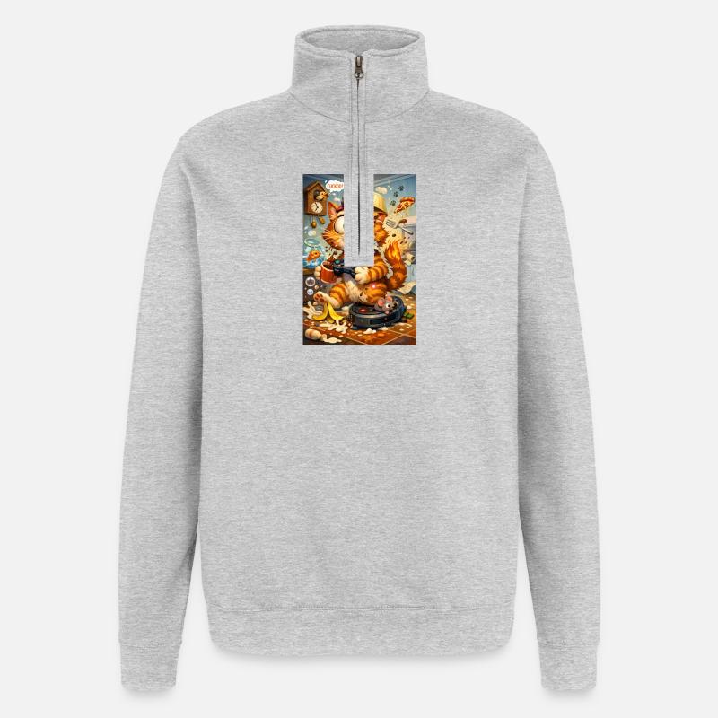 Crazy moment in the cat's kitchen - Quarter-Zip Sweatshirt - heather grey