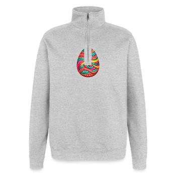 Buntes Spirales Osterei - Quarter-Zip-Sweatshirt - Grau meliert - Vorne - AI Model Female 172 light (172cm) & AI Model Male 178 dark (178cm)