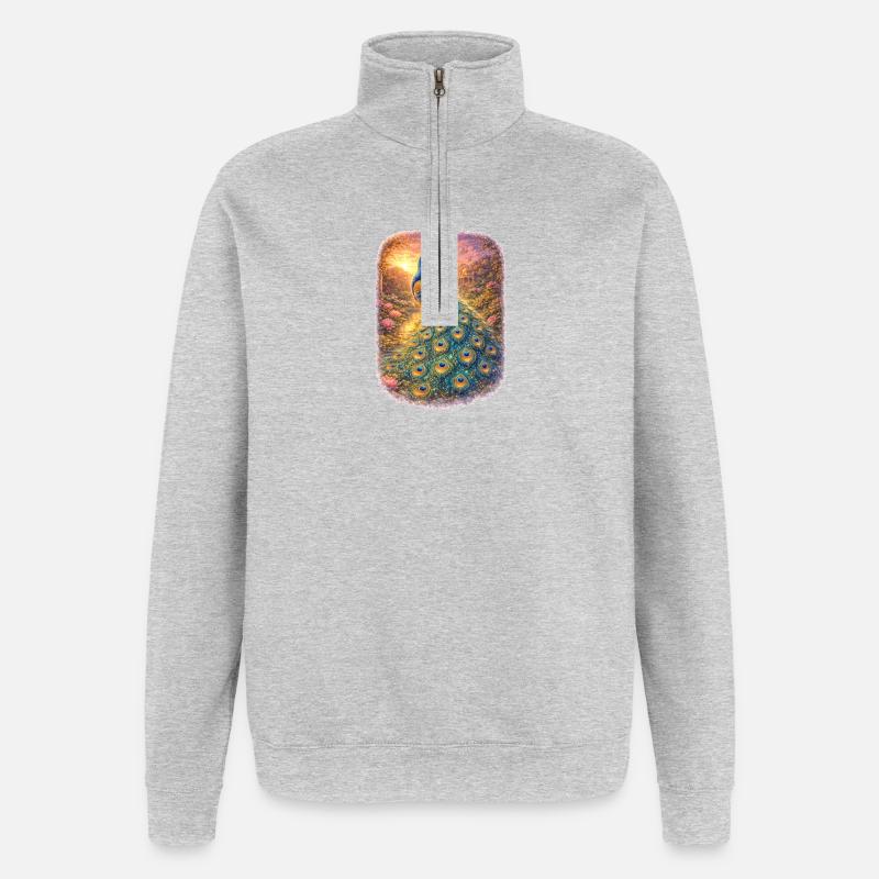 Elegant Peacock in Mystical Light - Quarter-Zip Sweatshirt - heather grey