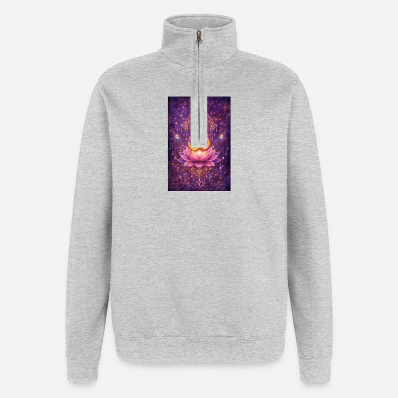 Magic Om Lotus - Sweat à zip 1/4 - gris chiné