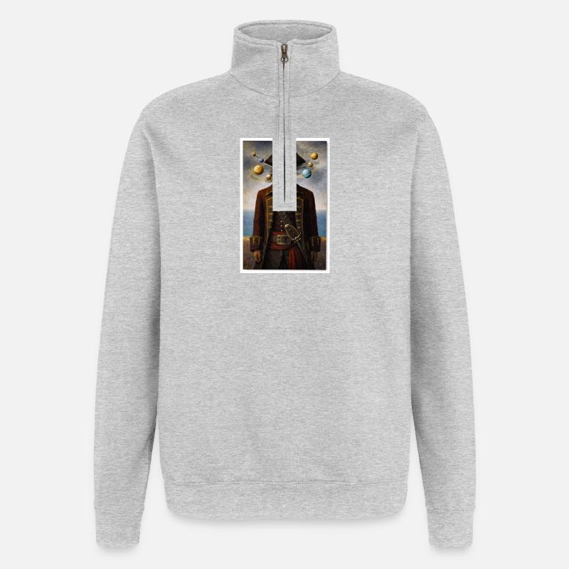 Cosmic Pirate Portrait - Quarter-Zip Sweatshirt - heather grey
