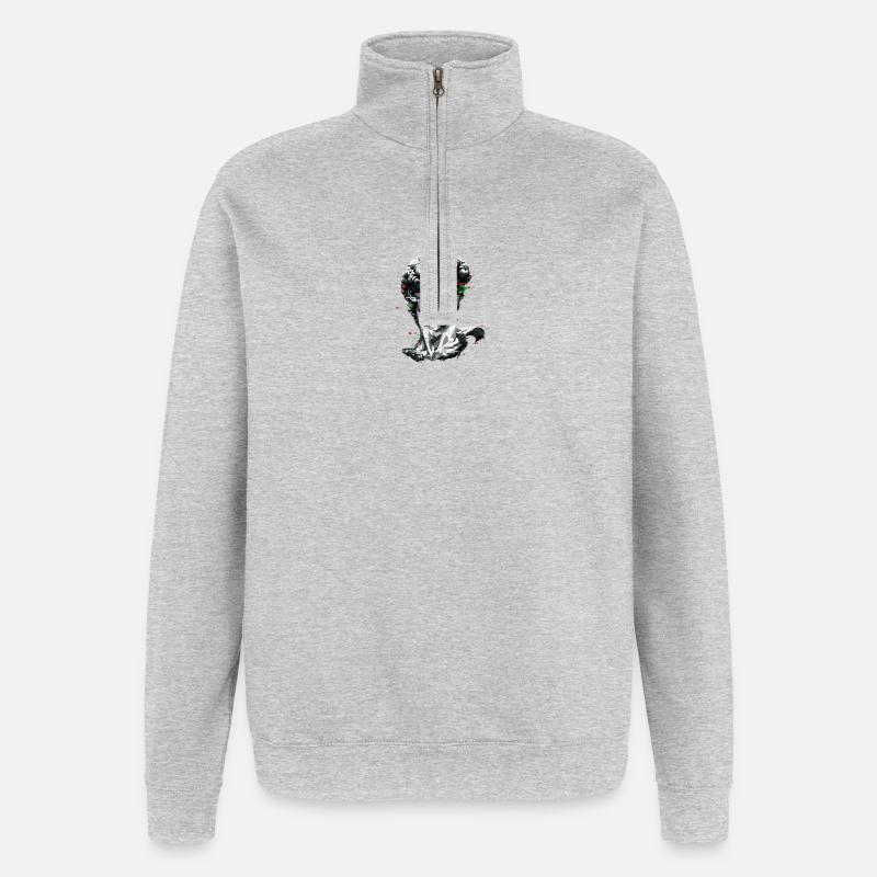Baroque de bug de buste - Sweat à zip 1/4 - gris chiné