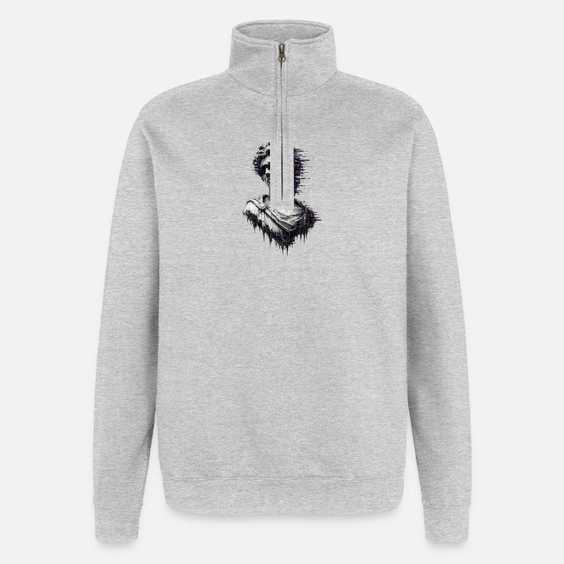 Lila Glitch Classic-Statue - Quarter-Zip-Sweatshirt - Grau meliert