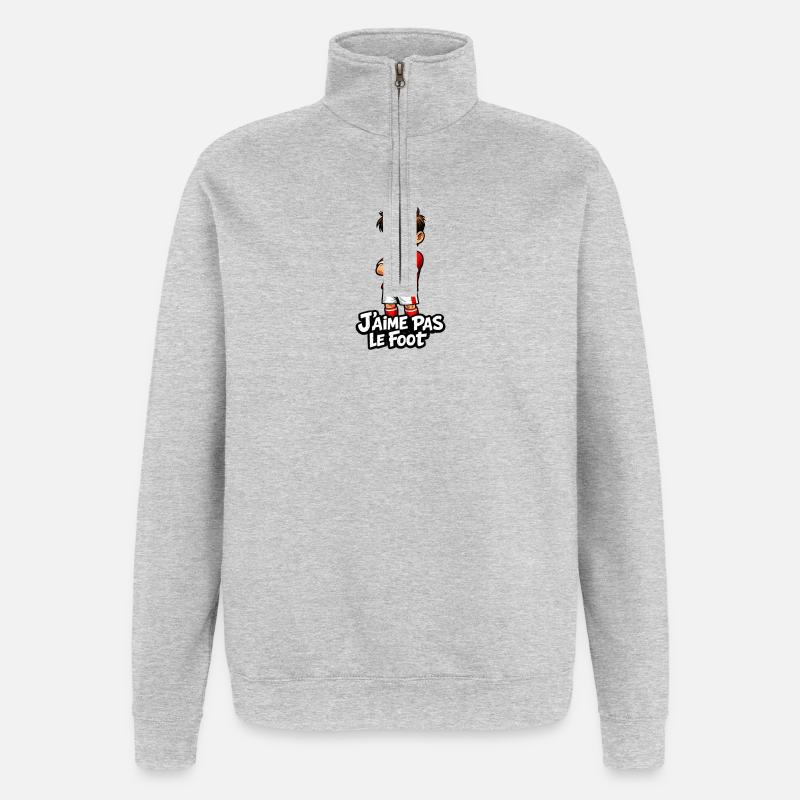 j'aime pas le foot - Sweat à zip 1/4 - gris chiné