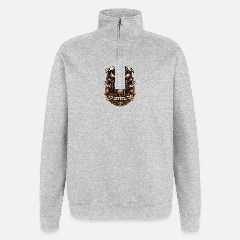 Norse warrior to Valhalla - Quarter-Zip Sweatshirt - heather grey