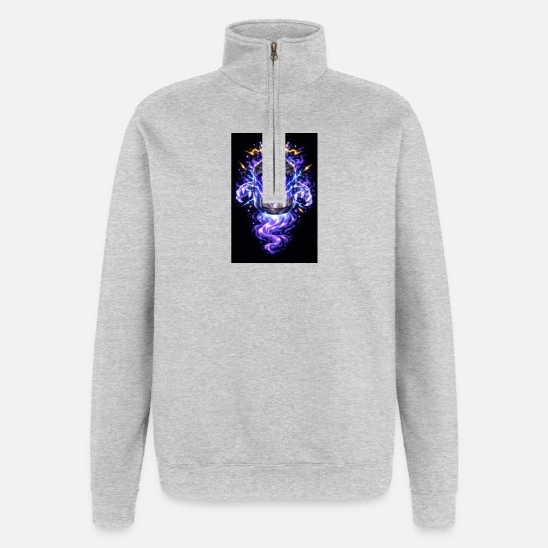 Blitzkürbis Dämon - Quarter-Zip-Sweatshirt - Grau meliert