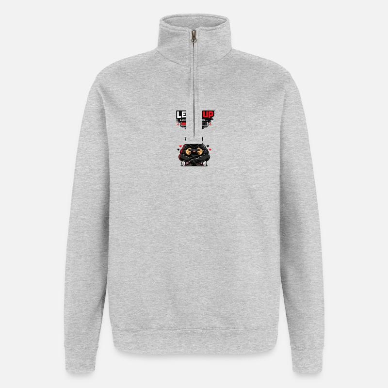 Level Up Loading Pixel Hero - Quarter-Zip Sweatshirt - heather grey