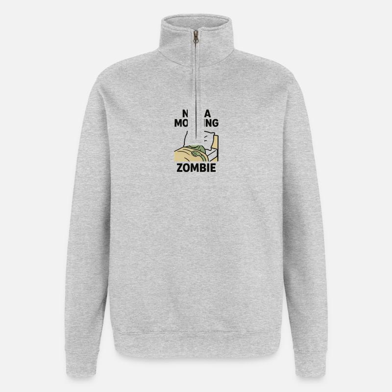 Kein Morgen Zombie - Quarter-Zip-Sweatshirt - Grau meliert