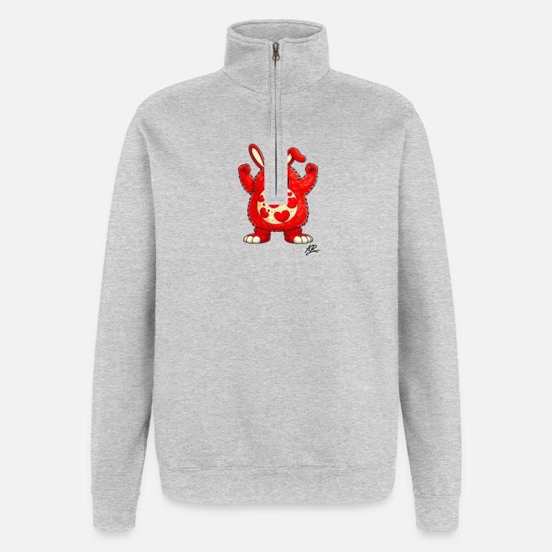 Red Rabbit Happy Heart - Quarter-Zip Sweatshirt - heather grey