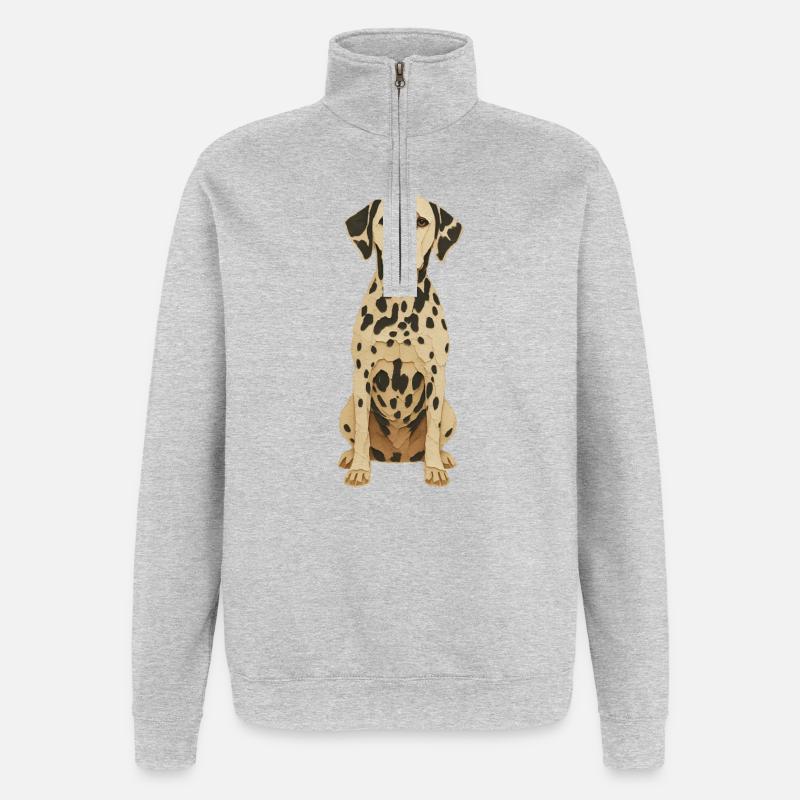 Dalmatiner Patch Art Tee - Quarter-Zip-Sweatshirt - Grau meliert