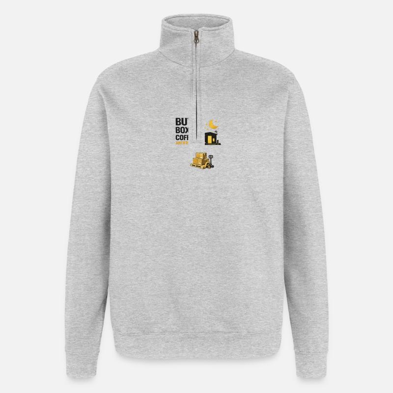 Nachtschicht-Boxen Kaffee-Antikühlmittel - Quarter-Zip-Sweatshirt - Grau meliert