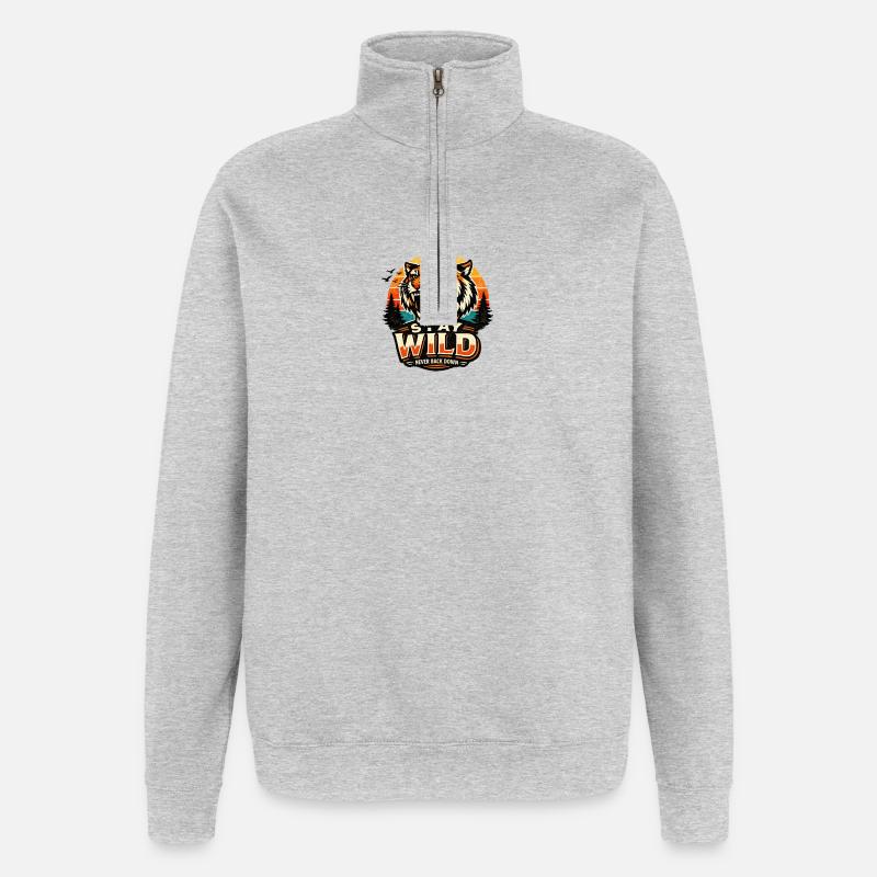Stay Wild Tiger Sunset - Quarter-Zip Sweatshirt - heather grey