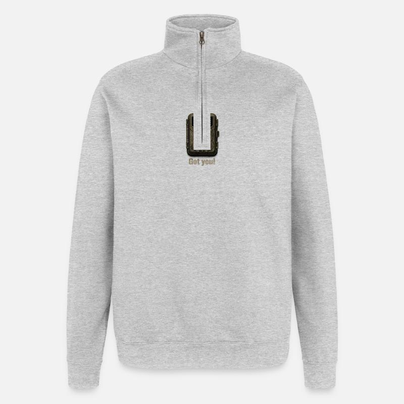 Caméra de chasse - Sweat à zip 1/4 - gris chiné
