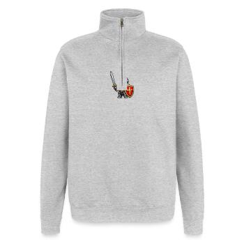 Little Knight with Sword . AI generated - Quarter-Zip Sweatshirt - heather grey - Front - AI Model Female 172 light (172cm) & AI Model Male 178 dark (178cm)