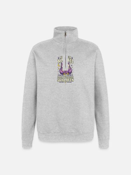 Noch ein Kapitel – Lese-Eule - Quarter-Zip-Sweatshirt - Grau meliert