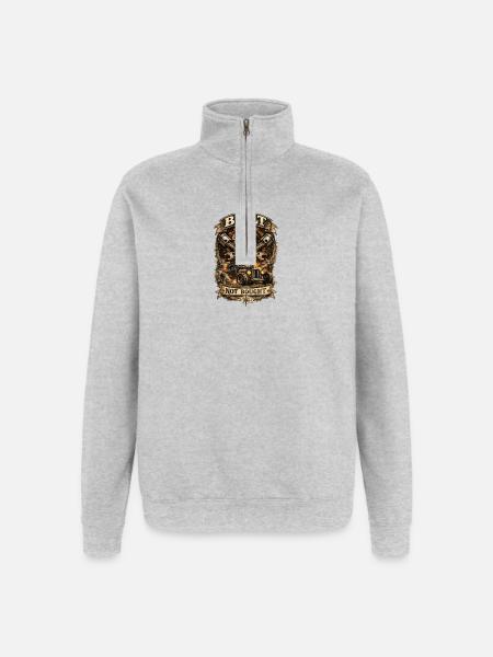 Built Not Purchased: Skull Truck - Quarter-Zip Sweatshirt - heather grey