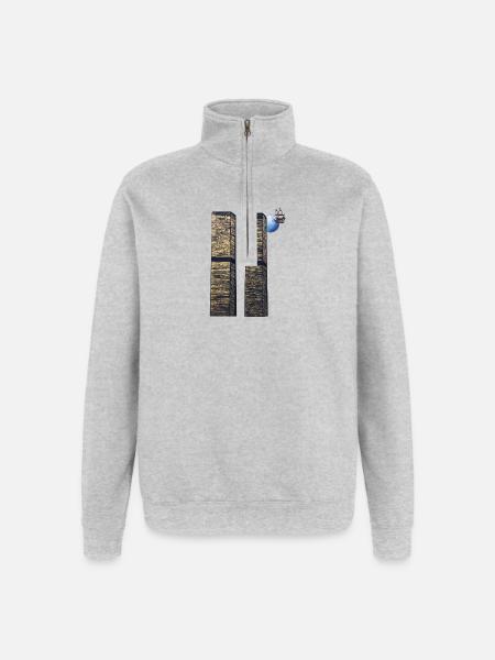 Les deux tours - Sweat à zip 1/4 - gris chiné