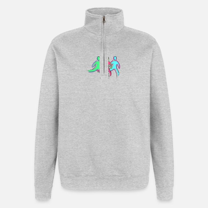Lauftraining, Sportler - Quarter-Zip-Sweatshirt - Grau meliert