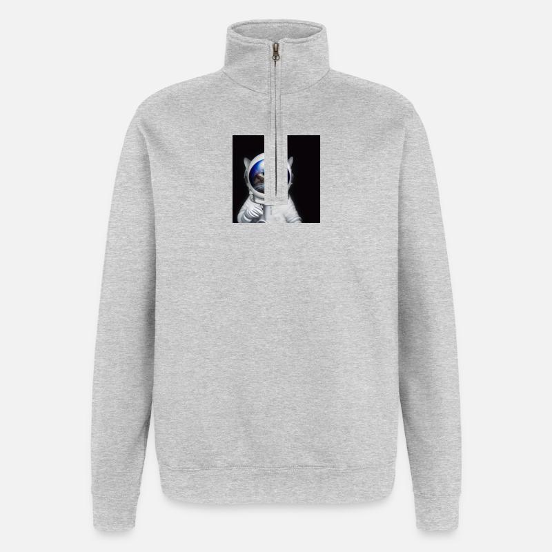 Astro-Katze - Quarter-Zip-Sweatshirt - Grau meliert