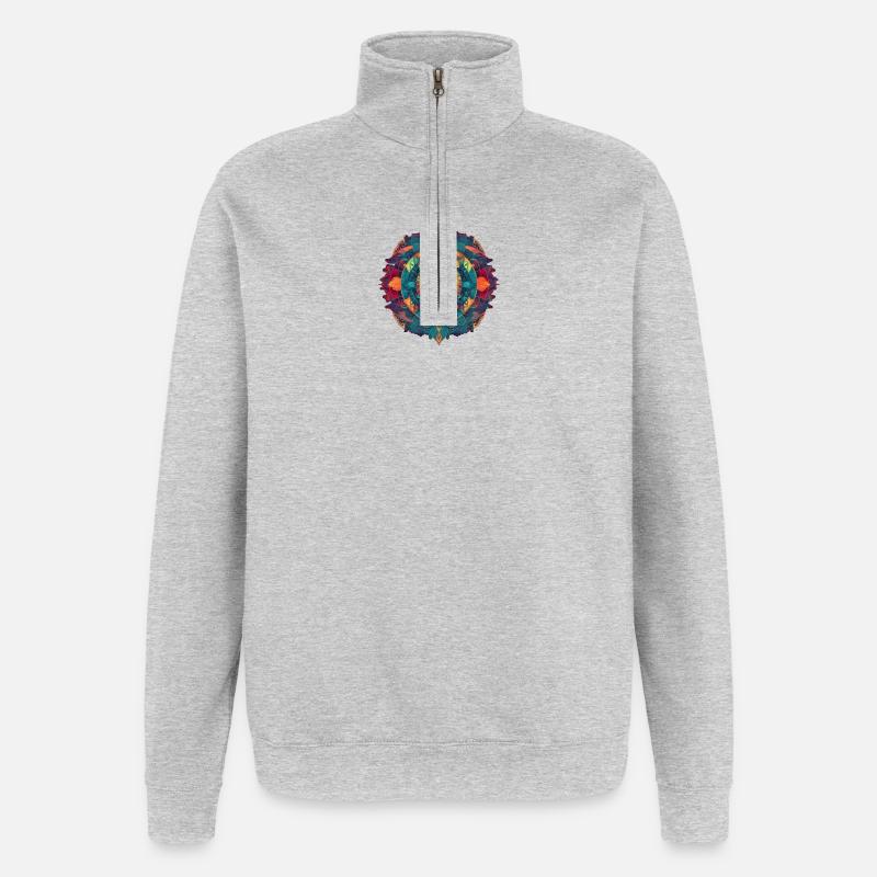 Mandala - Sweat à zip 1/4 - gris chiné