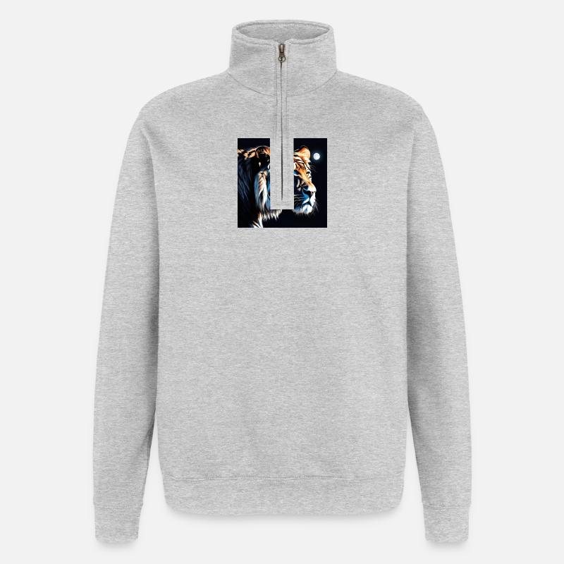 Mondlicht Tiger Neonkunst - Quarter-Zip-Sweatshirt - Grau meliert