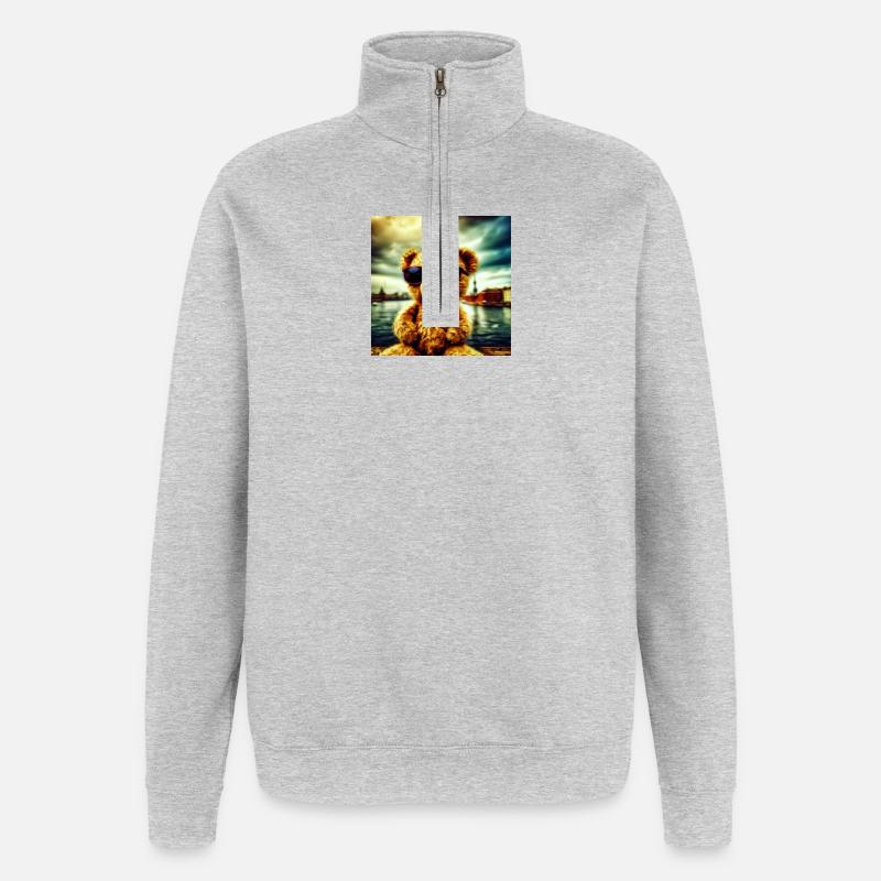 Teddy goes Wild - Quarter-Zip-Sweatshirt - Grau meliert