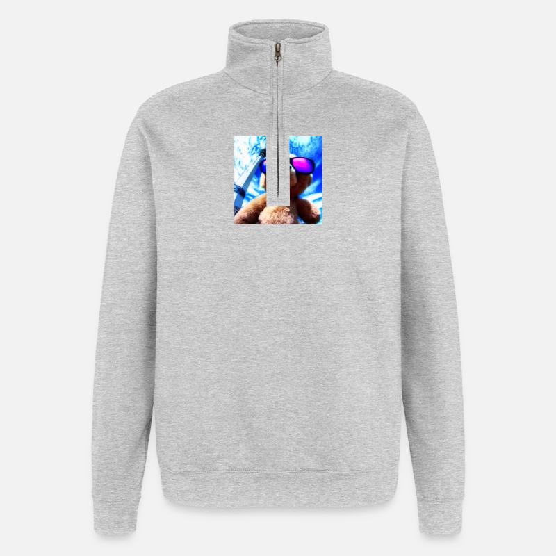 Teddy in Berlin III - Quarter-Zip-Sweatshirt - Grau meliert