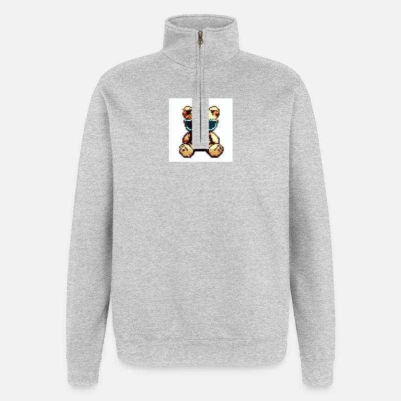 Pixelteddy - Quarter-Zip-Sweatshirt - Grau meliert