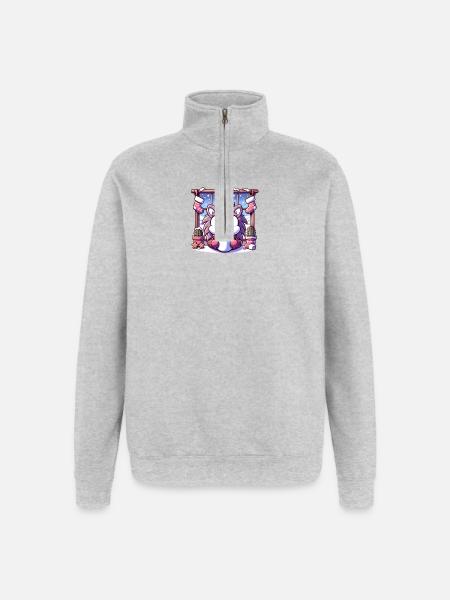 Winter themed hedgehog - Quarter-Zip Sweatshirt - heather grey