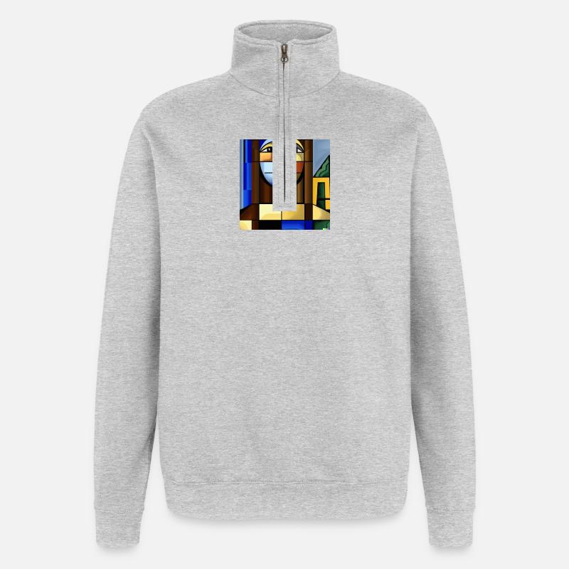 Mona Cube - Sweat à zip 1/4 - gris chiné