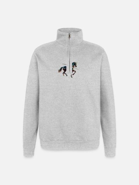 Futuristischer Roboterritter - Quarter-Zip-Sweatshirt - Grau meliert