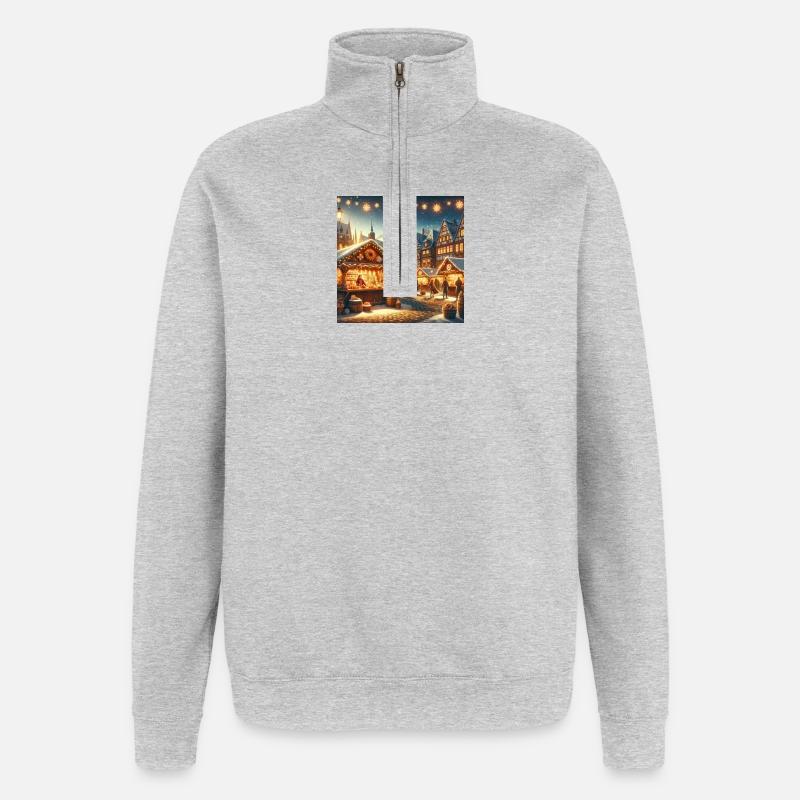 Marché de Noël - Sweat à zip 1/4 - gris chiné