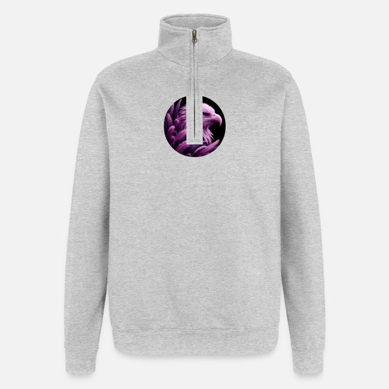 Purple Eagle Head with Feathers - Quarter-Zip Sweatshirt - heather grey