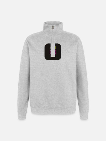 Purple grape with face - Quarter-Zip Sweatshirt - heather grey