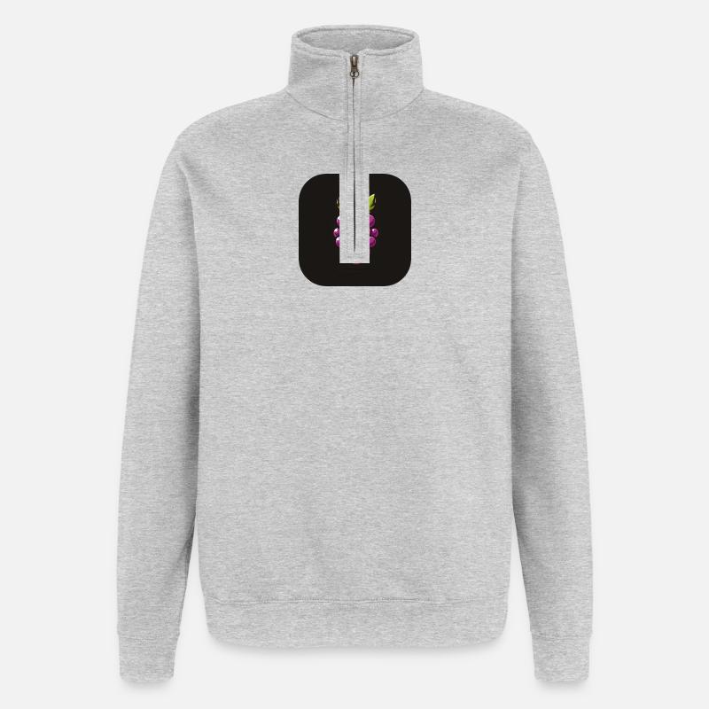Raisin violet avec visage - Sweat à zip 1/4 - gris chiné