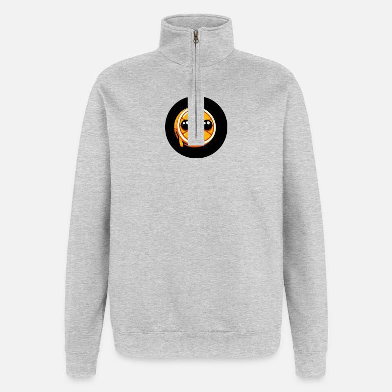 Comic Orange with Eyes - Quarter-Zip Sweatshirt - heather grey